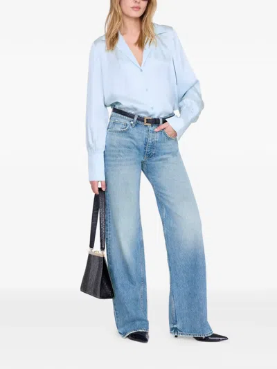 Anine Bing Bethany Button Shirt In Blue