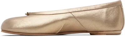 Maison Margiela Gold Tabi New Ballerina Flats In Brown