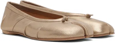 Maison Margiela Gold Tabi New Ballerina Flats In Brown