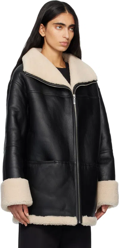 Totême Black Signature Shearling Jacket In Black