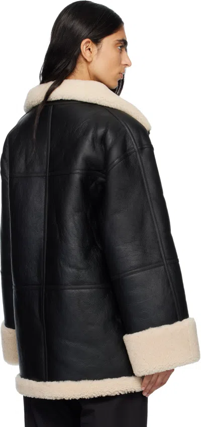 Totême Black Signature Shearling Jacket In Black