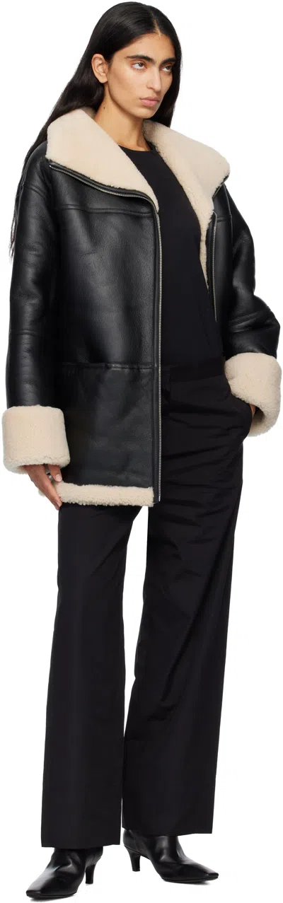 Totême Black Signature Shearling Jacket In Black