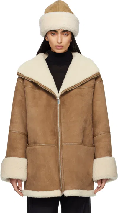 Totême Brown Signature Shearling Jacket In Brown