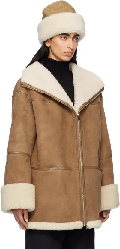 Totême Brown Signature Shearling Jacket In Brown