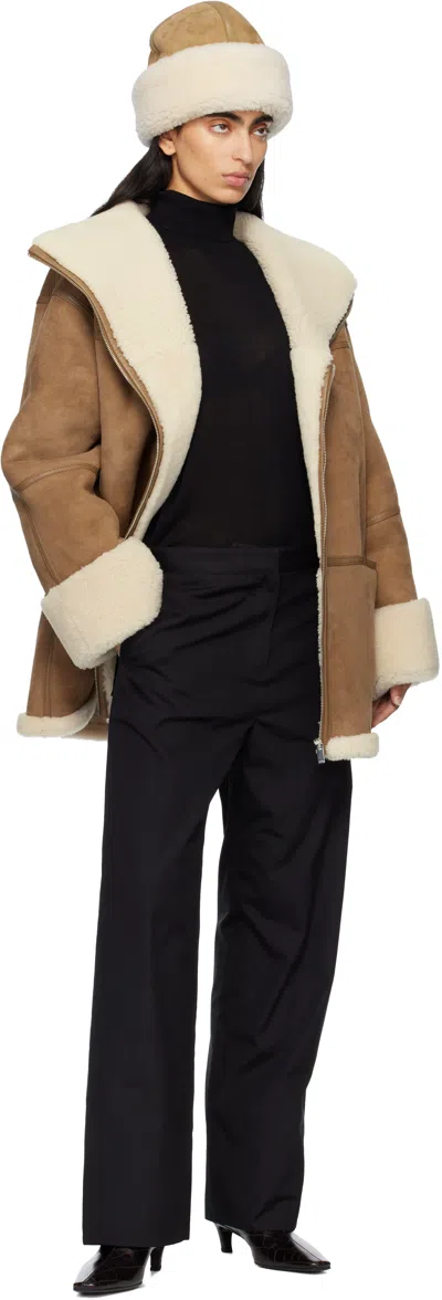 Totême Brown Signature Shearling Jacket In Brown
