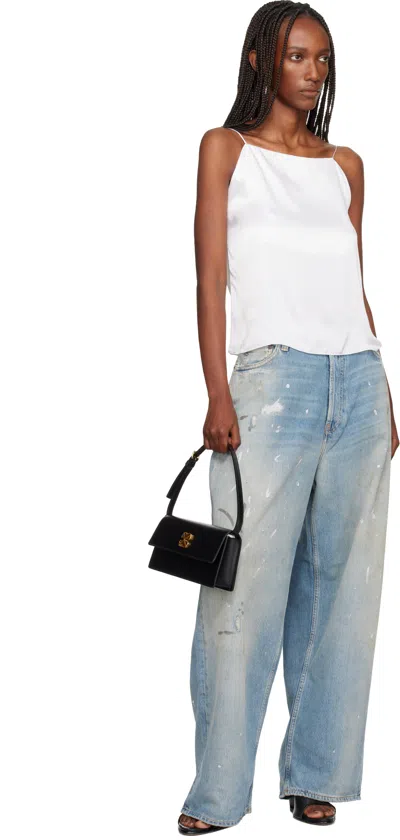 Off-white Rectangular Shoulder Bag Adjustable Strap In Black