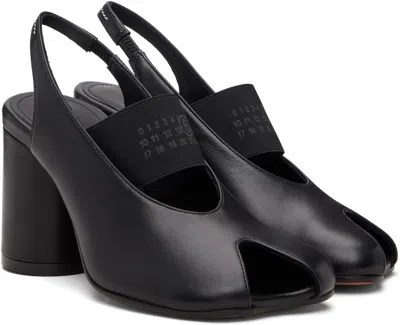 Mm6 Maison Margiela Anatomic Numeric Slingback Peep Toe Block Heel In Black