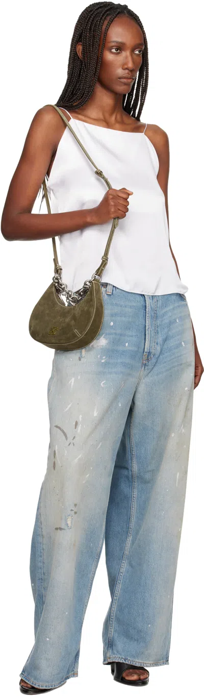 Off-white Khaki Hemisphere Suede Bag In Green