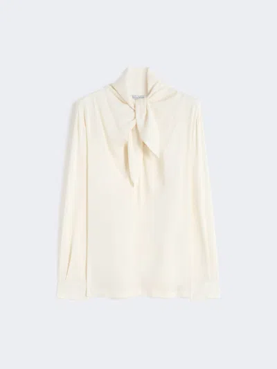 Max Mara Silk Charmeuse Blouse In White