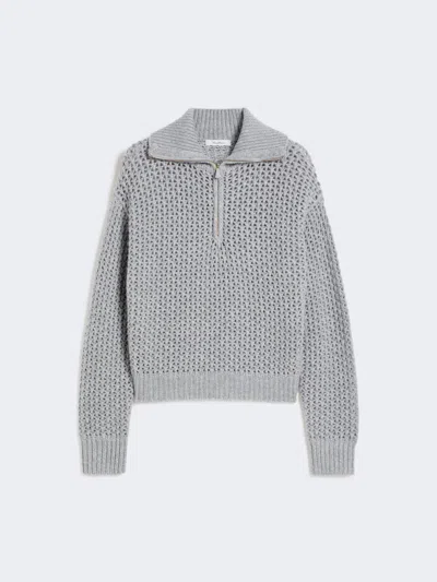 Max Mara Wool-blend Half-zip Sweater In Gray