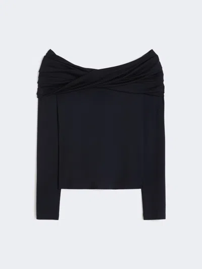 Max Mara Wool Off-the-shoulder Top In Black
