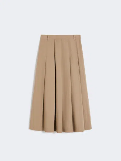 Max Mara Washed Gabardine Skirt In Brown