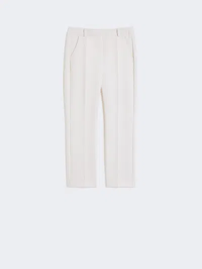 Max Mara Double-faced Viscose Canvas Trousers In White