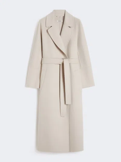Max Mara Wool Drap Wrap Coat In Neutral