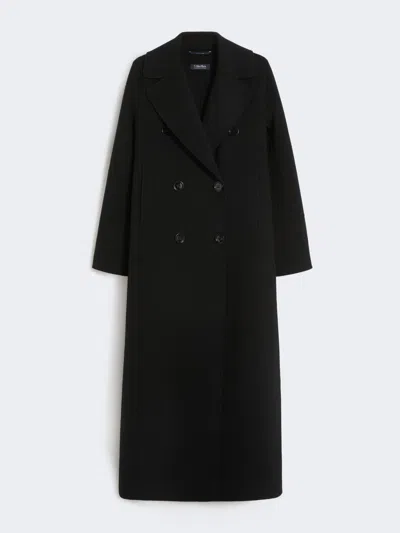 Max Mara Double-breasted Coat In Wool And Alpaca In Black