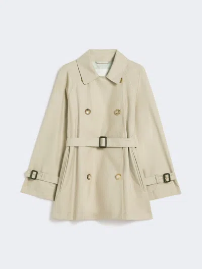 Max Mara Cropped Water-repellent Twill Trench Coat In Orange