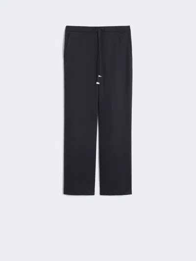 Max Mara Wool Gabardine Trousers In Blue