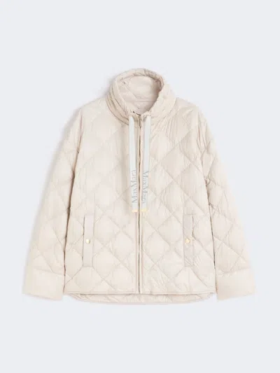 Max Mara Short Water-repellent Canvas Down Jacket In Neutral