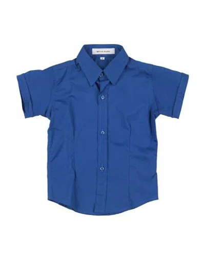 Brian Rush Man Shirt Bright Blue Size 6 Cotton, Elastane In Blue
