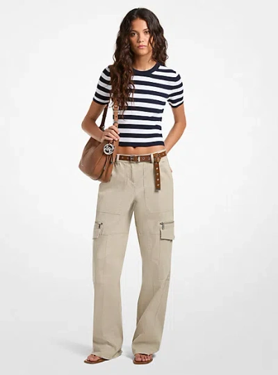 Michael Kors Stretch Cotton Utility Cargo Pants In Neutral
