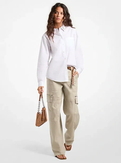 Michael Kors Poplin Shirt Long Sleeves Tailored Collar In White