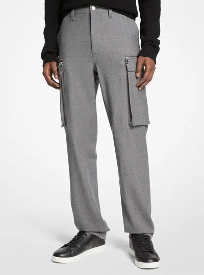 Michael Kors Wool Zip Pocket Cargo Pants In Gray