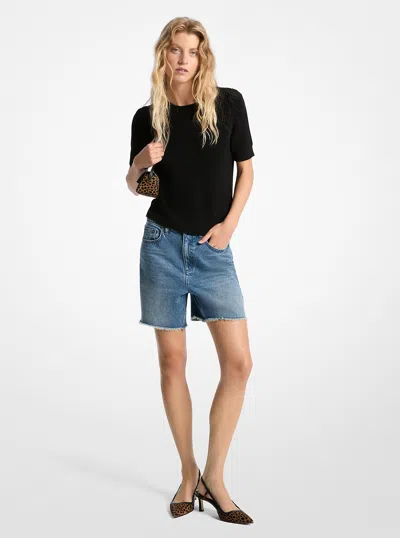 Michael Kors Boyfriend Denim Shorts In Black