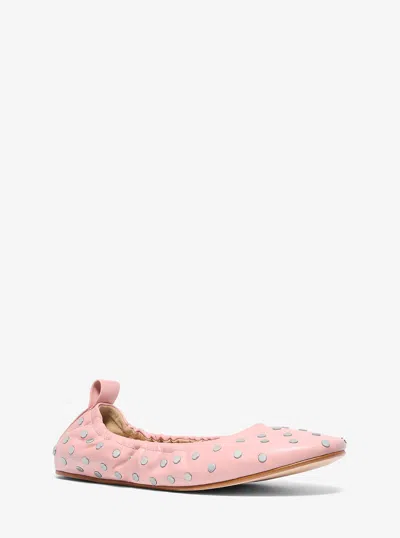 Michael Kors Amy Studded Leather Ballet Flat In Pink