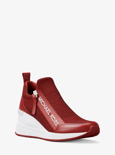 Michael Kors Willis Stretch Knit Trainer In Brown