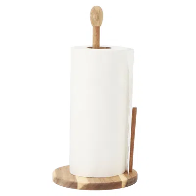 Megachef 14 Inch Acacia Wood Paper Towel Holder In White