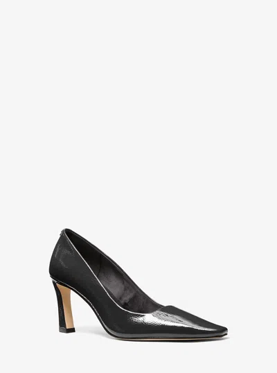 Michael Kors Darrah Crackled Patent Leather Pump In Black