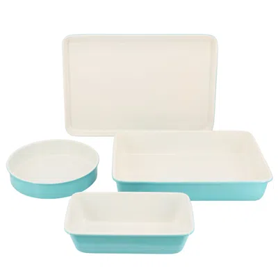 Martha Stewart Everyday Color Bake 4 Piece Nonstick Carbon Steel Bakeware Set In Teal In Blue