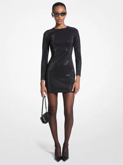 Michael Kors Embellished Scuba Mini Dress In Black
