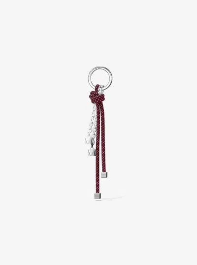 Michael Kors Silver-tone And Speckled Cord Bag Charm In Burgundy