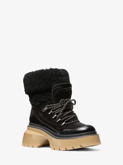 Michael Kors Shiloh Mixed-media Boot In Black