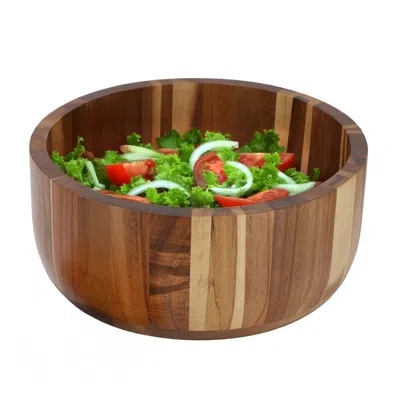 Megachef 10.5 Inch Large Acacia Wood Salad Bowl In Brown