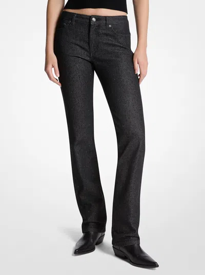 Michael Kors Studded Stretch Denim Cigarette Jeans In Black