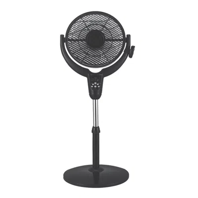 Optimus 14 Inch Louver Rotating Oscil Pedestal Air Circulator With Remote 14 Inch Louver Rotating Oscil Pedestal Air Circulator With Remote, Led And Timer In Black