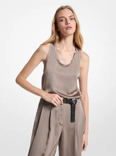 Michael Kors Satin Racerback Tank Top In Brown