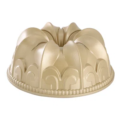 Martha Stewart Festive Holiday 9.3 Inch X 3.9 Inch Cast Aluminum Cake Pan In Gold