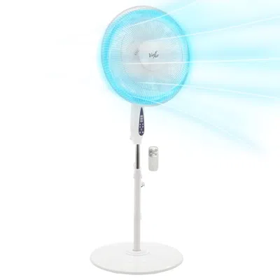 Vie Air 16 Inch 3 Speed Oscillating Stand Fan With Remote Control In White 16 Inch 3 Speed Oscillating Stand Fan With Remote Control In White In White