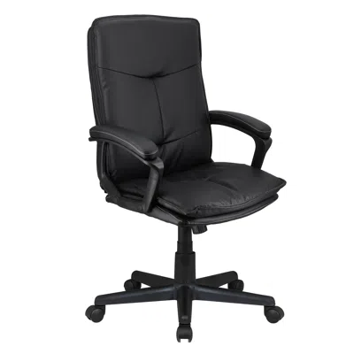 Elama High Back Tufted Faux Leather Adjustable Office Chair In Black In Black