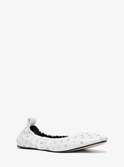 Michael Kors Amy Studded Leather Ballet Flat In White