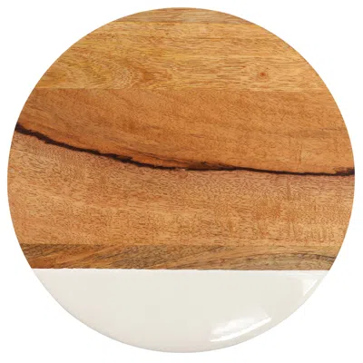Gibson Home 12 Inch Duo Tone Round Wood Serving Board In Brown
