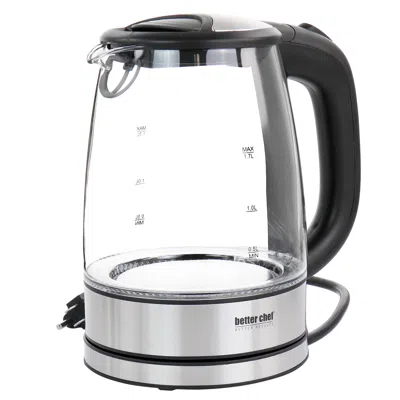 Better Chef 1.7 Liter 360 Degree Glass Cordless Electric Kettle In Silver