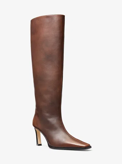 Michael Kors Womens Darrah Heeled Boots Regular Wide Calf In Brown