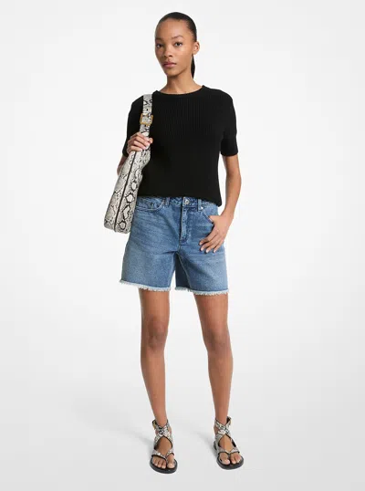 Michael Kors Boyfriend Denim Shorts In Black