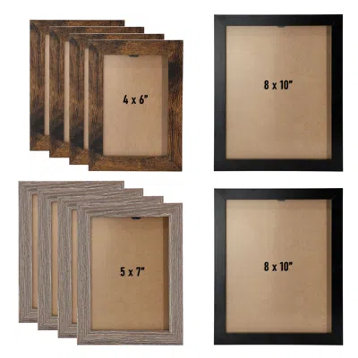 Megachef 10 Piece Assorted Wood Picture Frame Set In Black And Brown In Multi