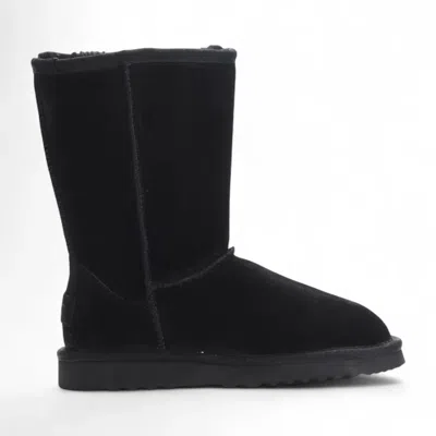 Truclothing Suede Winter Plush Lined Slip-on Ankle Winter Boots In Black