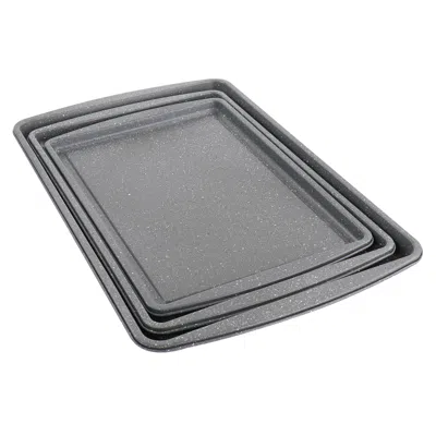 Oster 3 Piece Carbon Steel Cookie Sheet In Greystone In Gray
